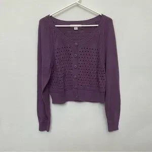 Adam Levine Collection Sweaters Adam Levine Purple Heart Cutout Button Up Sweater Cardigan Size Xl Poshmark